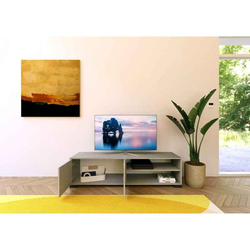 Porta TV moderno 2 ante con vano a giorno 150x40x40 cm Lumina