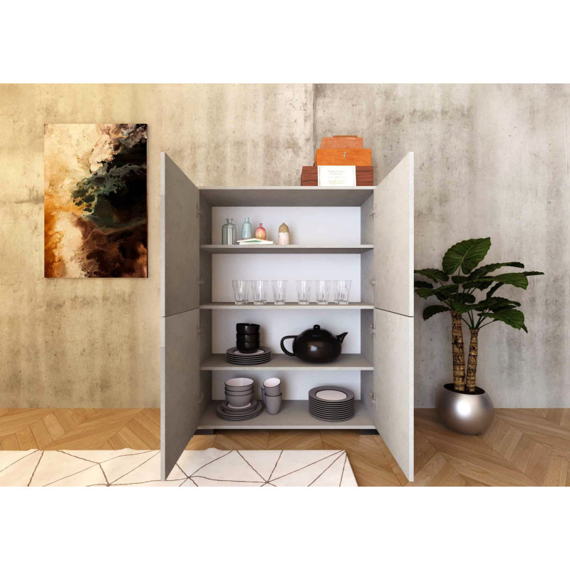 Credenza alta moderna 4 ante 90x35x120 cm Lumina