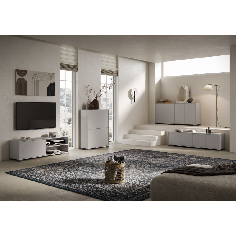 Credenza alta moderna 4 ante 90x35x120 cm Lumina