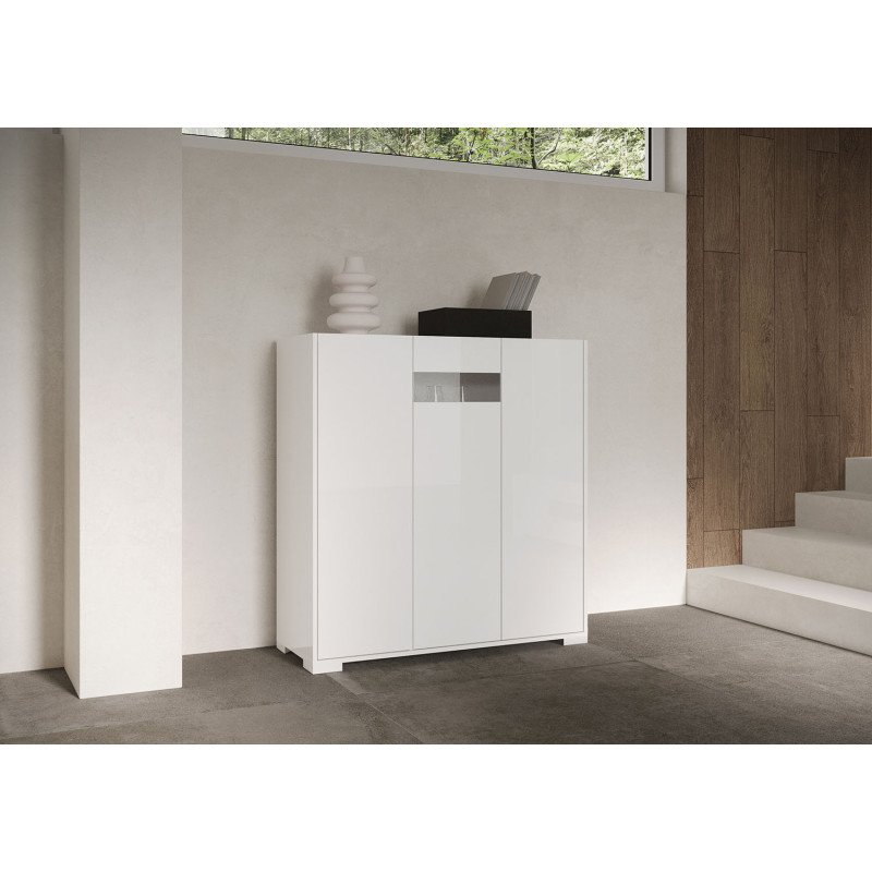 Credenza alta moderna 3 ante 100x35x110 cm Riflesso