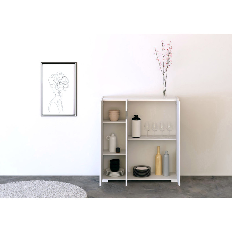 Credenza alta moderna 3 ante 100x35x110 cm Riflesso