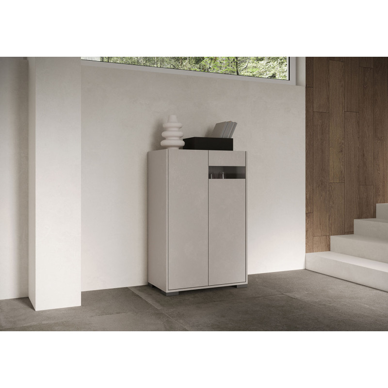 Credenza alta moderna 2 ante 70x35x110 cm Riflesso