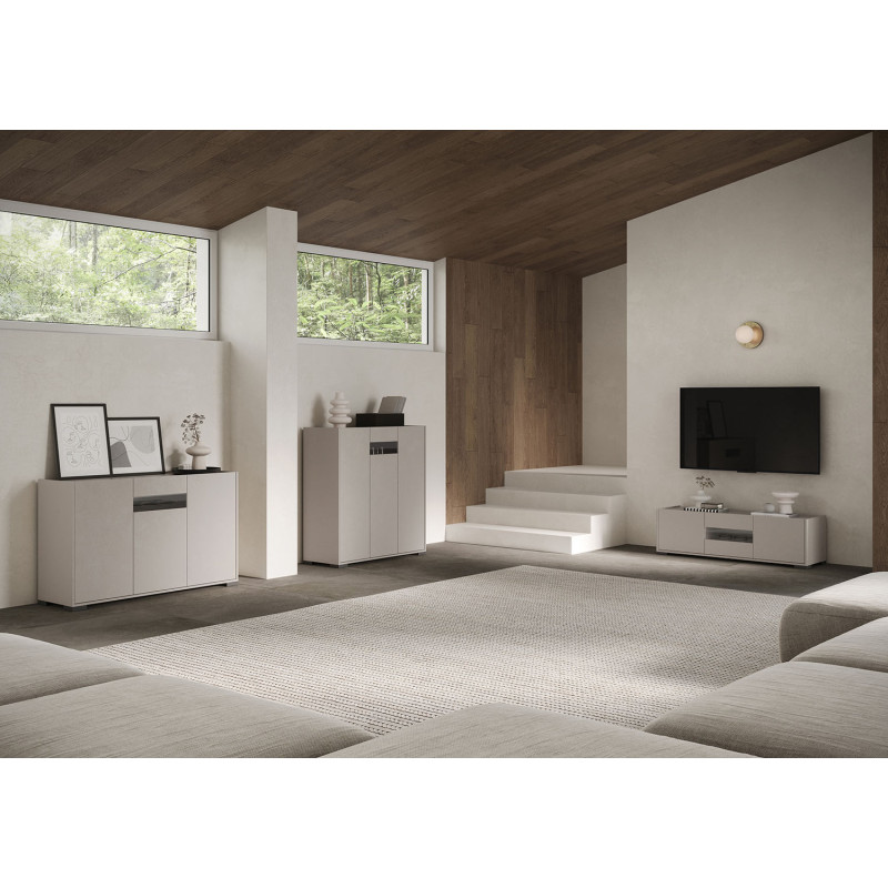 Credenza alta moderna 2 ante 70x35x110 cm Riflesso