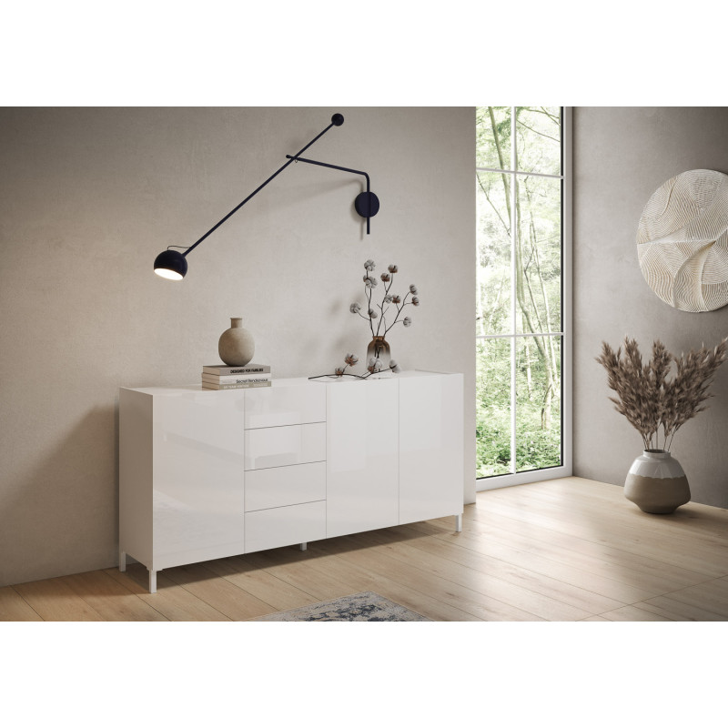 Madia moderna 3 ante/4 cassetti 174x40x84 cm Solaria