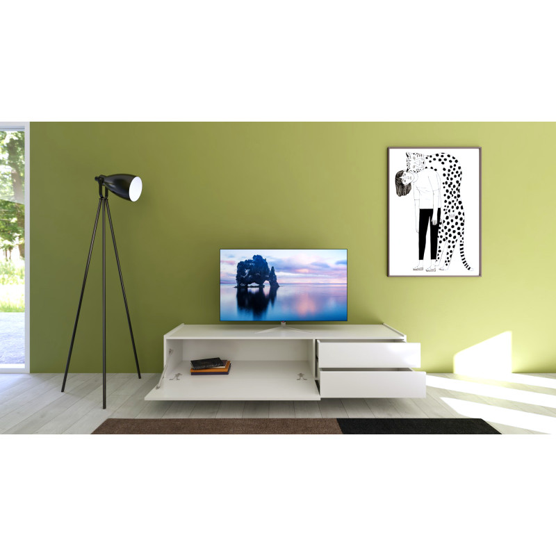 Porta TV moderno 1 ribalta/2 cassetti 160x42x40 cm Solaria
