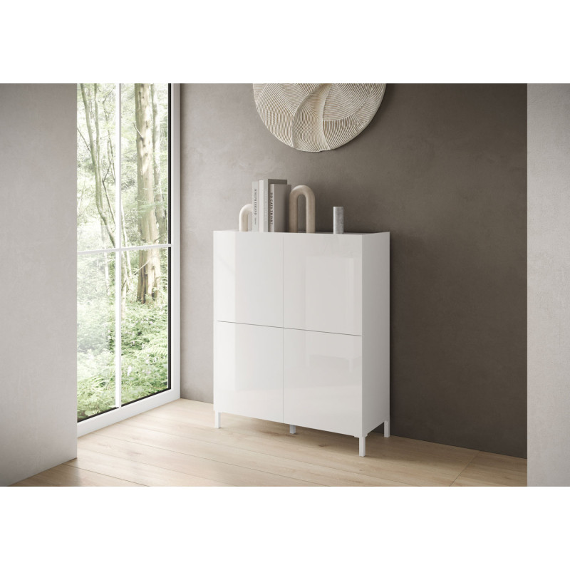 Credenza alta moderna 4 ante 90x35x110 cm Solaria
