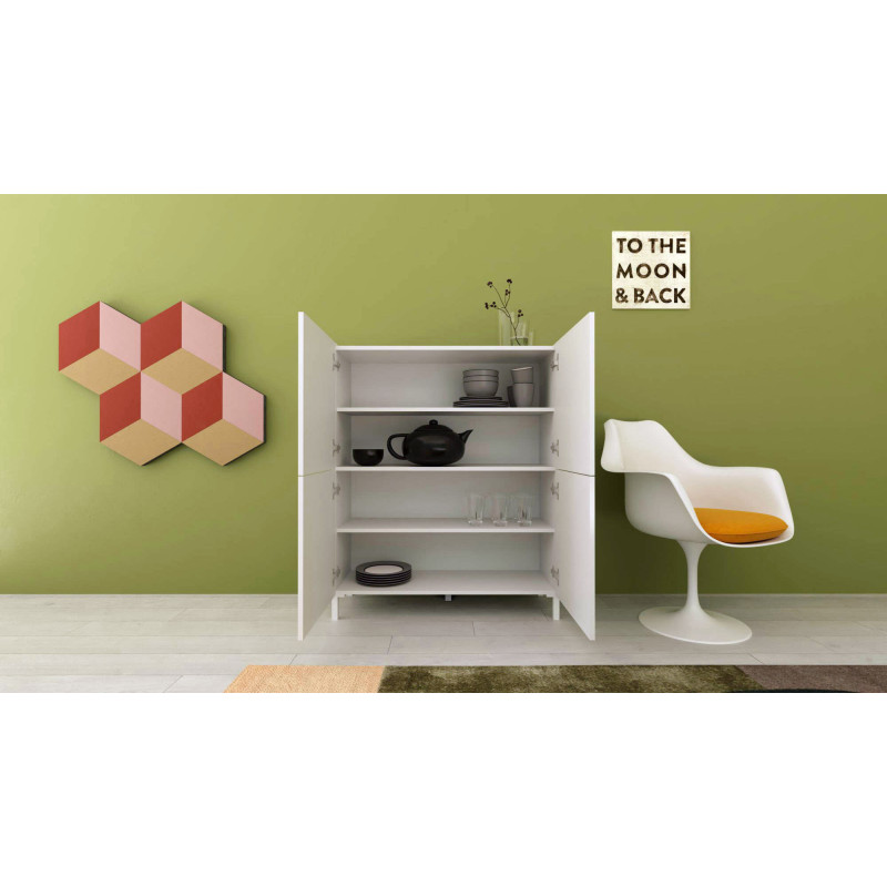 Credenza alta moderna 4 ante 90x35x110 cm Solaria