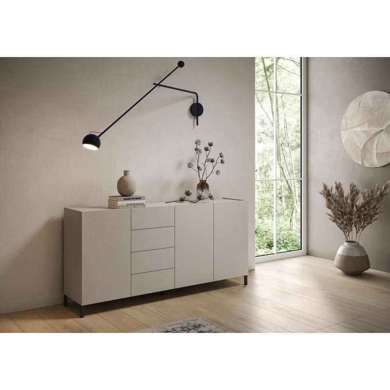 Madia moderna 3 ante/4 cassetti 174x40x84 cm Solaria