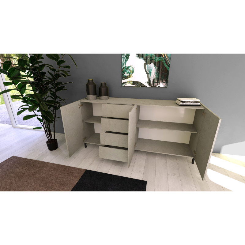 Madia moderna 3 ante/4 cassetti 174x40x84 cm Solaria