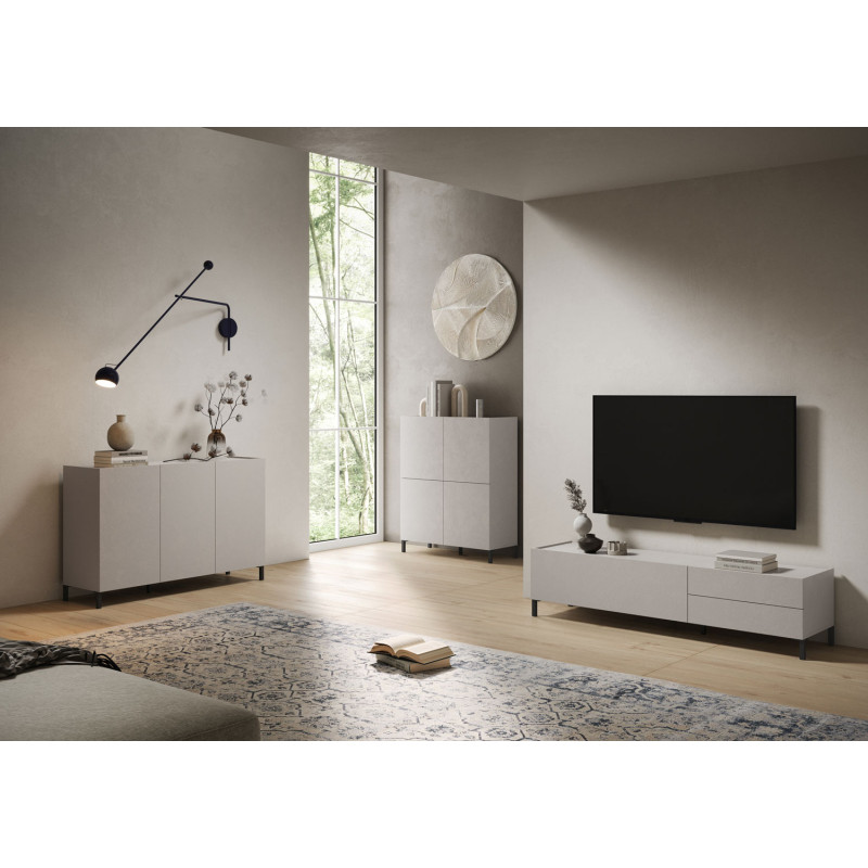 Madia moderna 3 ante/4 cassetti 174x40x84 cm Solaria