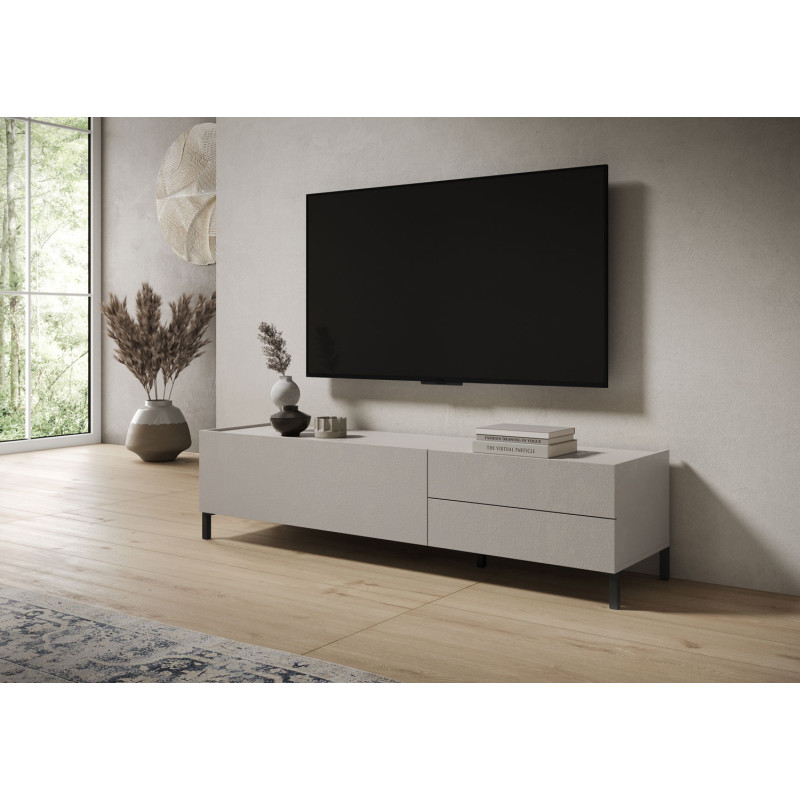 Porta TV moderno 1 ribalta/2 cassetti 160x42x40 cm Solaria