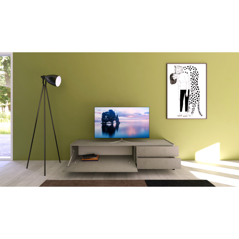 Porta TV moderno 1 ribalta/2 cassetti 160x42x40 cm Solaria