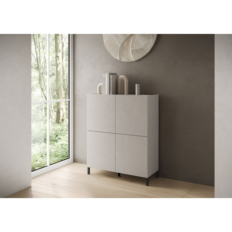 Credenza alta moderna 4 ante 90x35x110 cm Solaria