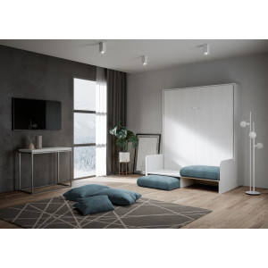 Zoom Letto matrimoniale a scomparsa 160 Kentaro con divano , azzurro