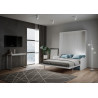 Letto matrimoniale a scomparsa 160 Kentaro con divano , azzurro