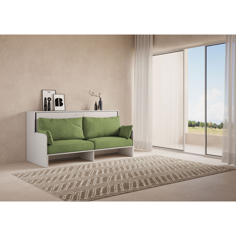 Letto singolo a scomparsa Kando con divano , verde