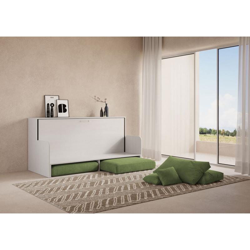 Letto singolo a scomparsa Kando con divano , verde