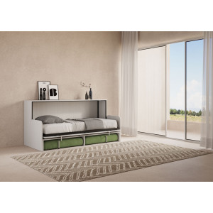 Zoom Letto singolo a scomparsa Kando con divano con materasso , verde