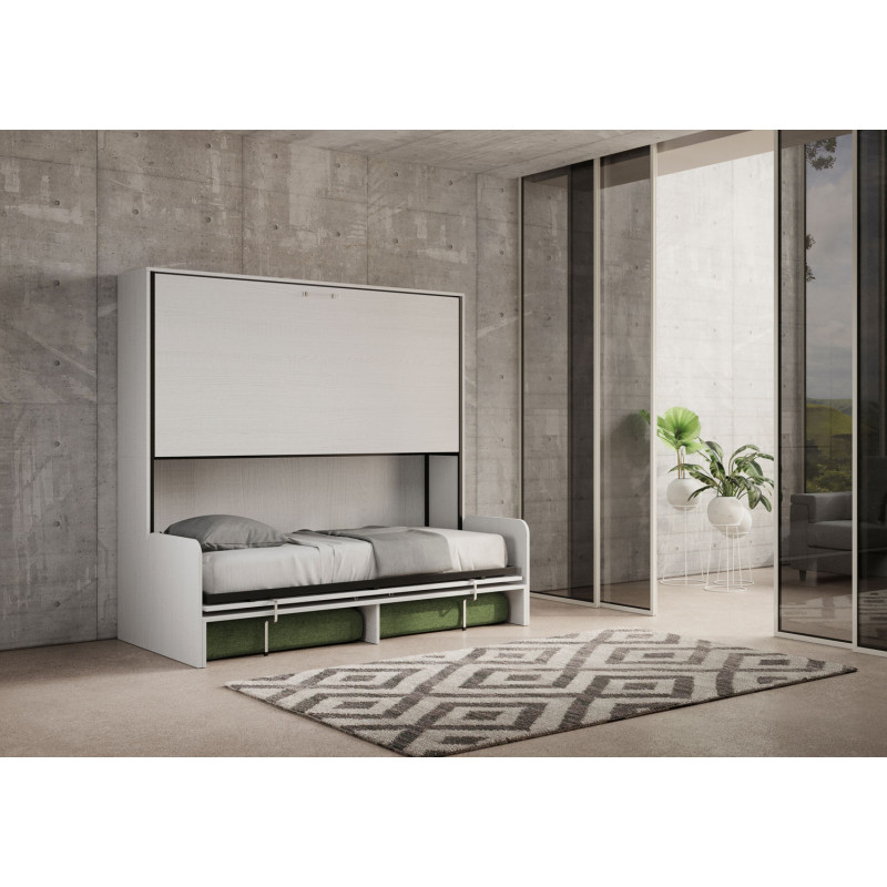 Letto doppio a scomparsa Kando con divano , verde