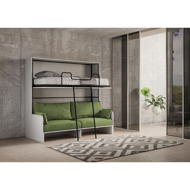 Letto doppio a scomparsa Kando con divano , verde
