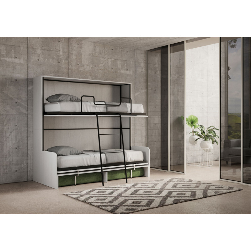 Letto doppio a scomparsa Kando con divano , verde