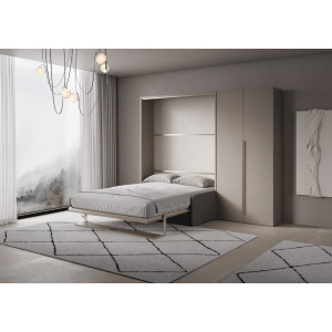 Zoom Letto matrimoniale a scomparsa 160 Versia con divano, mensola e armadio dx 2 ante