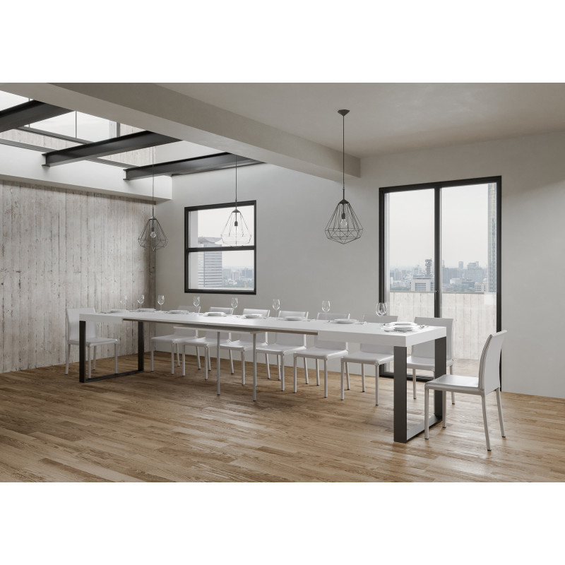 Tavolo allungabile 120/380x90 cm Tecno telaio Antracite