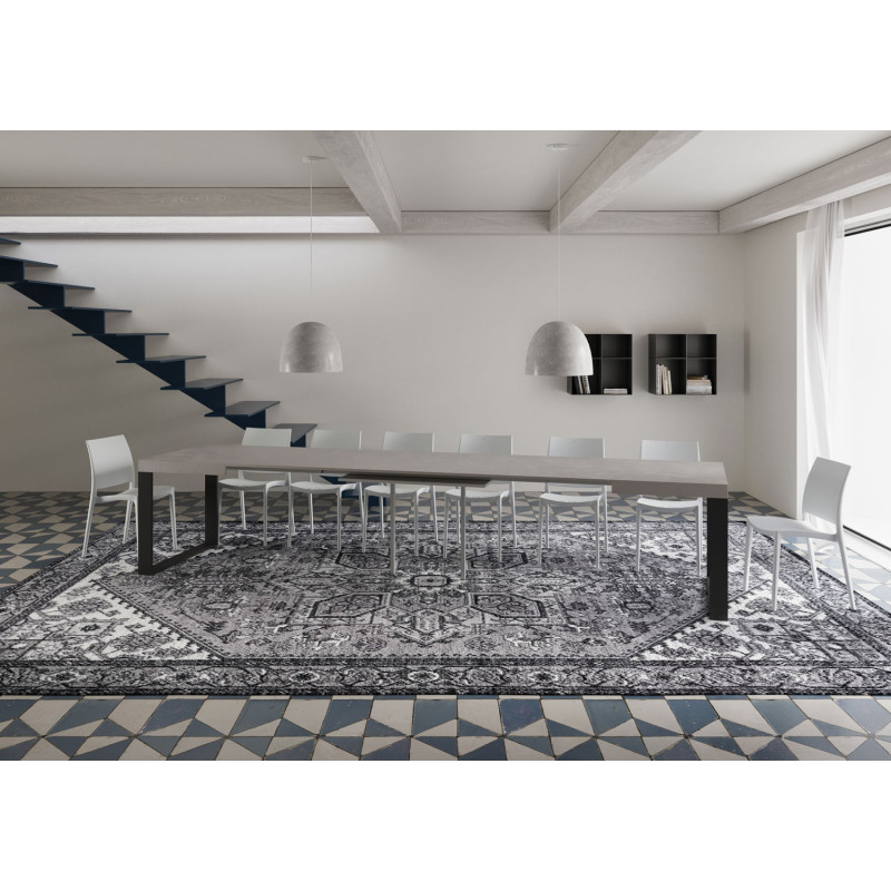 Tavolo allungabile 140/400x90 cm Tecno telaio Antracite