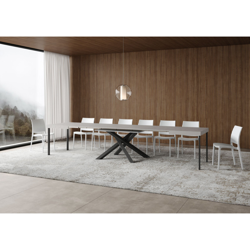 Tavolo allungabile 120/380x90 cm Volantis telaio Antracite