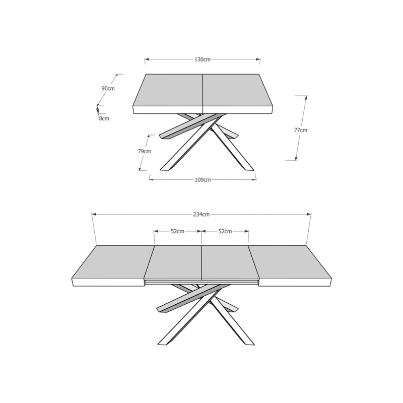 Tavolo allungabile 130/234x90 cm Volantis telaio Bianche