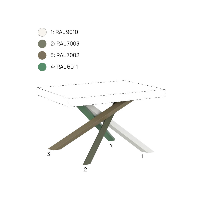 Tavolo allungabile 140/400x90 cm Volantis Premium telaio Multicolore 4/A