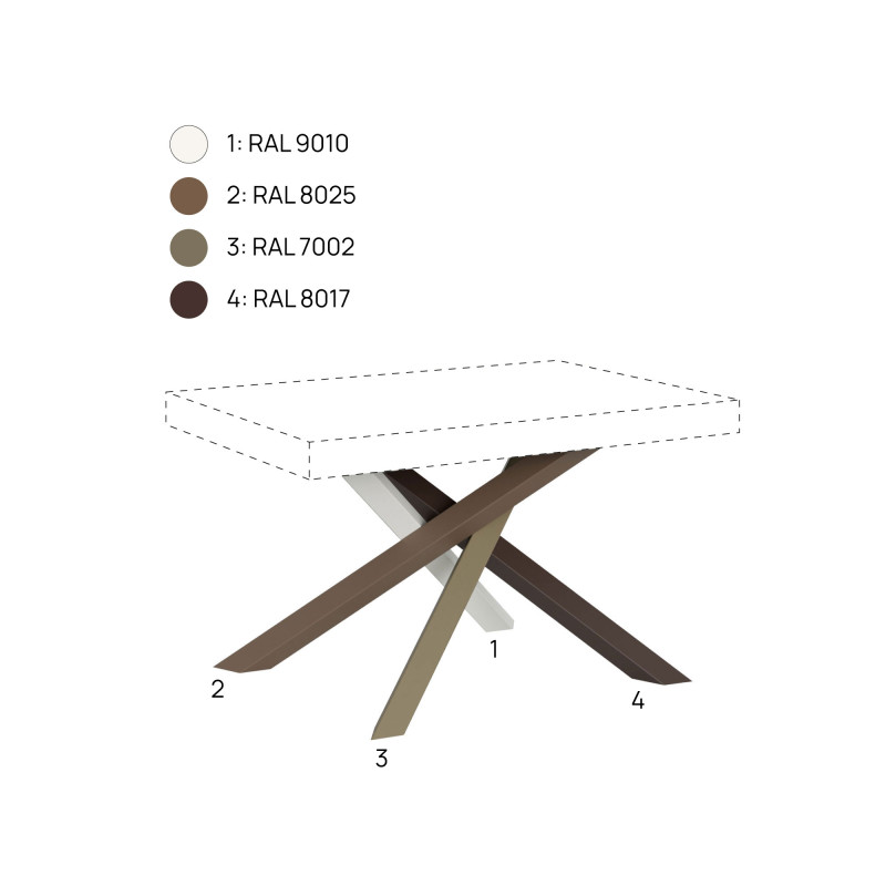 Tavolo allungabile 120/380x90 cm Volantis Premium telaio Multicolore 4/C