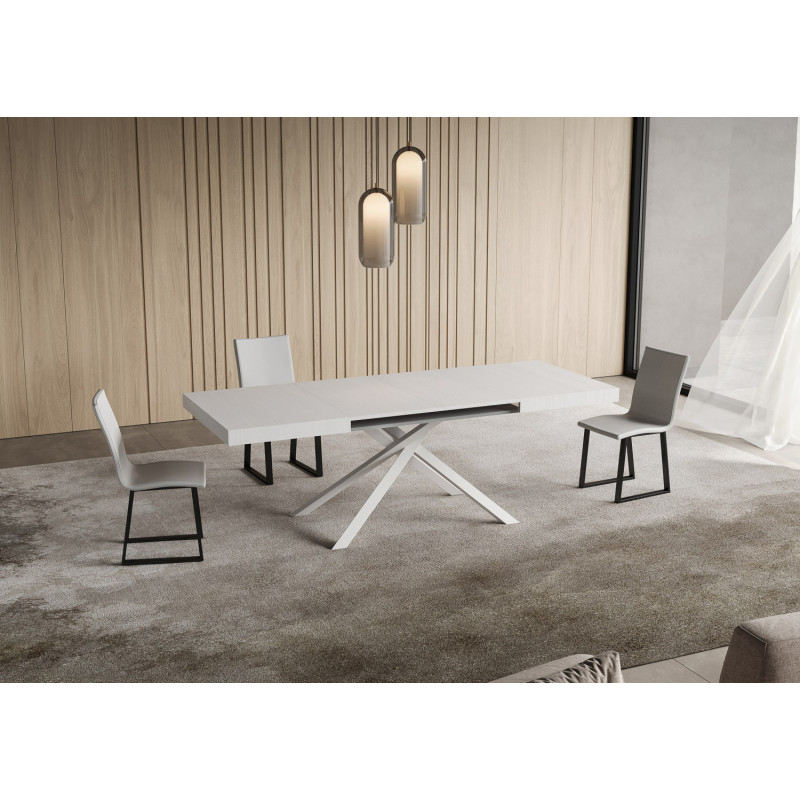 Tavolo allungabile 130/390x90 cm Niket telaio Bianche