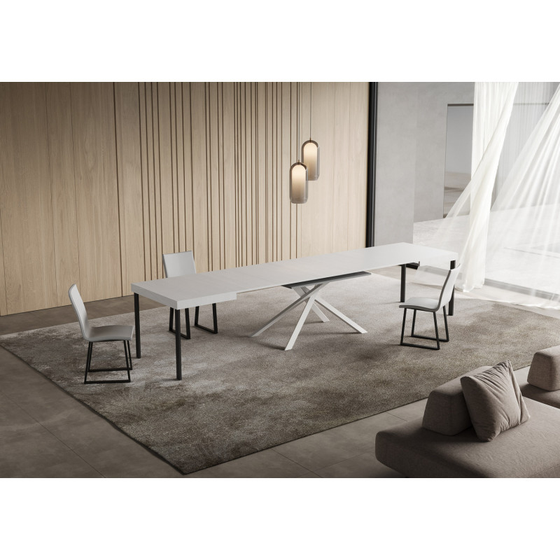 Tavolo allungabile 130/390x90 cm Niket telaio Bianche