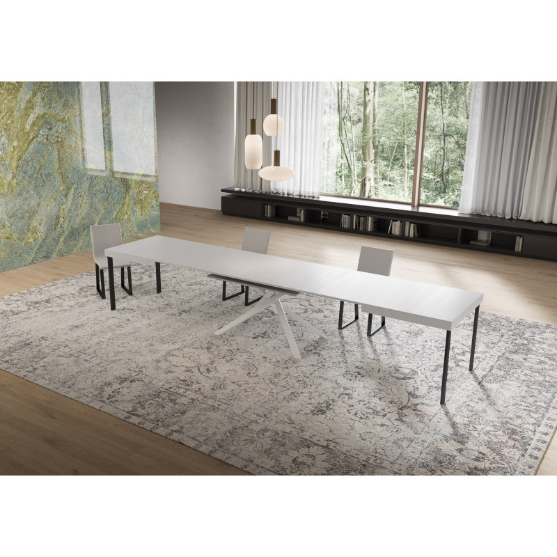 Tavolo allungabile 160/420x90 cm Niket telaio Bianche