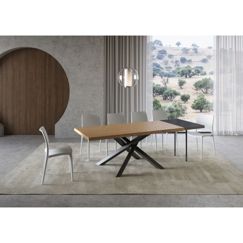 Tavolo allungabile 180/230x90 cm Versalux scortecciato telaio Antracite