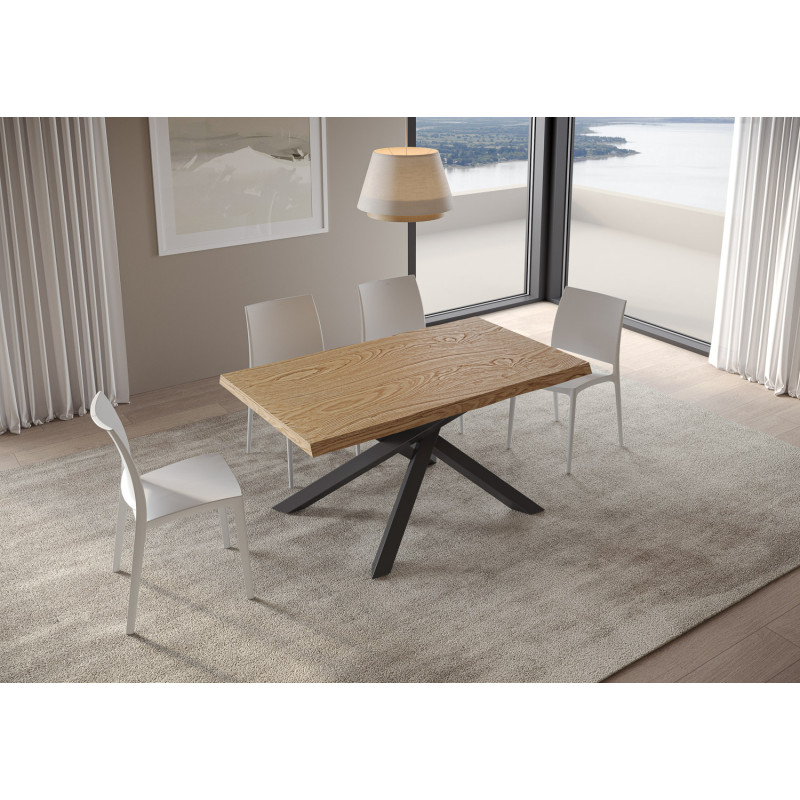 Tavolo allungabile 160/260x90 cm Versalux scortecciato telaio Antracite