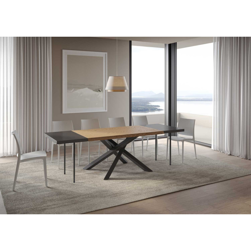 Tavolo allungabile 160/260x90 cm Versalux scortecciato telaio Antracite
