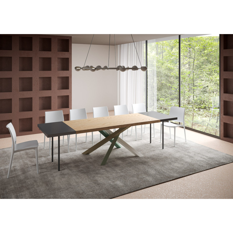 Tavolo allungabile 200/300x90 cm Versalux scortecciato telaio Multicolore 4/A