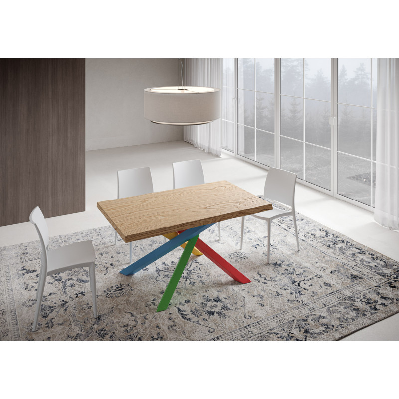 Tavolo allungabile 140/190x90 cm Versalux scortecciato telaio Multicolore 4/B