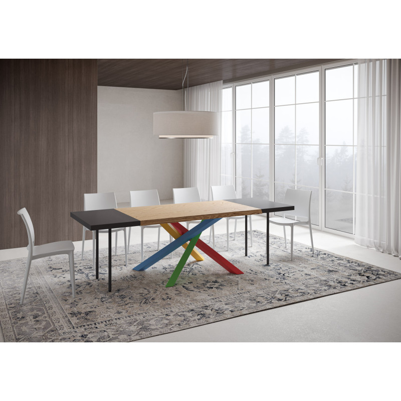 Tavolo allungabile 140/240x90 cm Versalux scortecciato telaio Multicolore 4/B