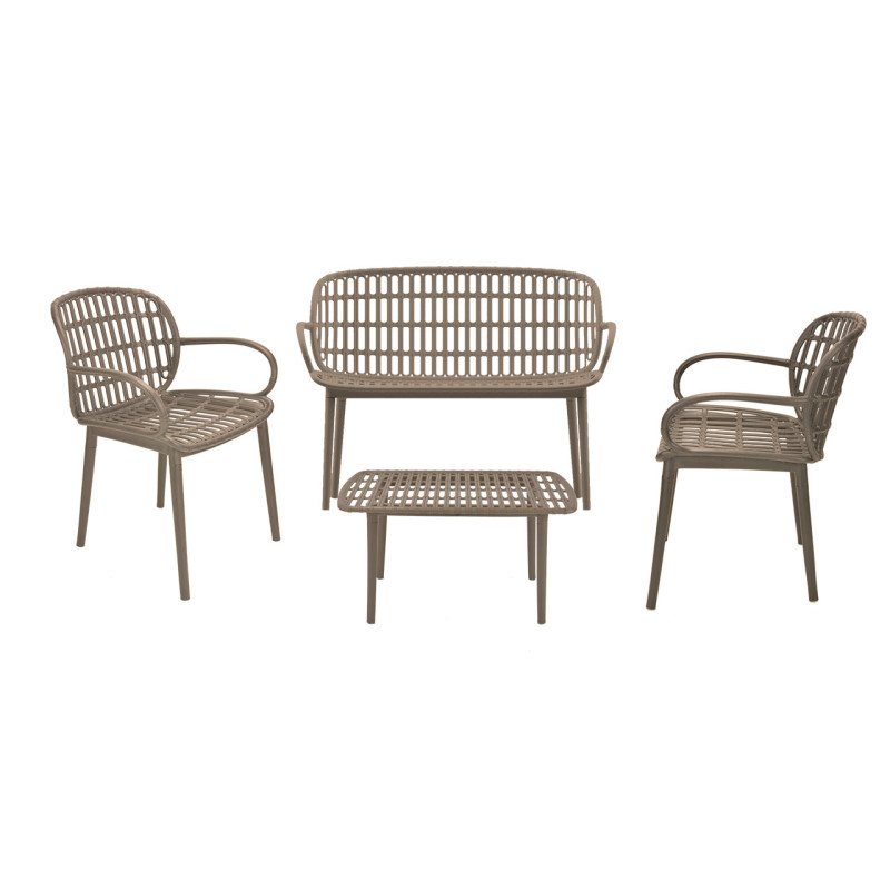 Set Salotto Portofino Garden Polyrattan 4 posti con cuscini