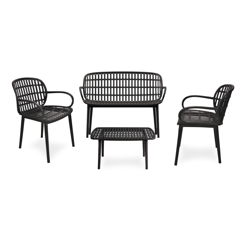 Set Salotto Portofino Garden Polyrattan 4 posti con cuscini