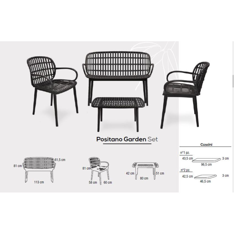 Set Salotto Portofino Garden Polyrattan 4 posti con cuscini