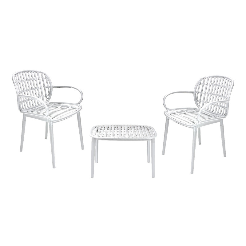 Set Salotto Portofino Balcony Polyrattan con Cuscini, 3 Colori