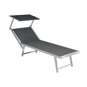 Set 2 lettini mare in alluminio con tettuccio grigio resistenti