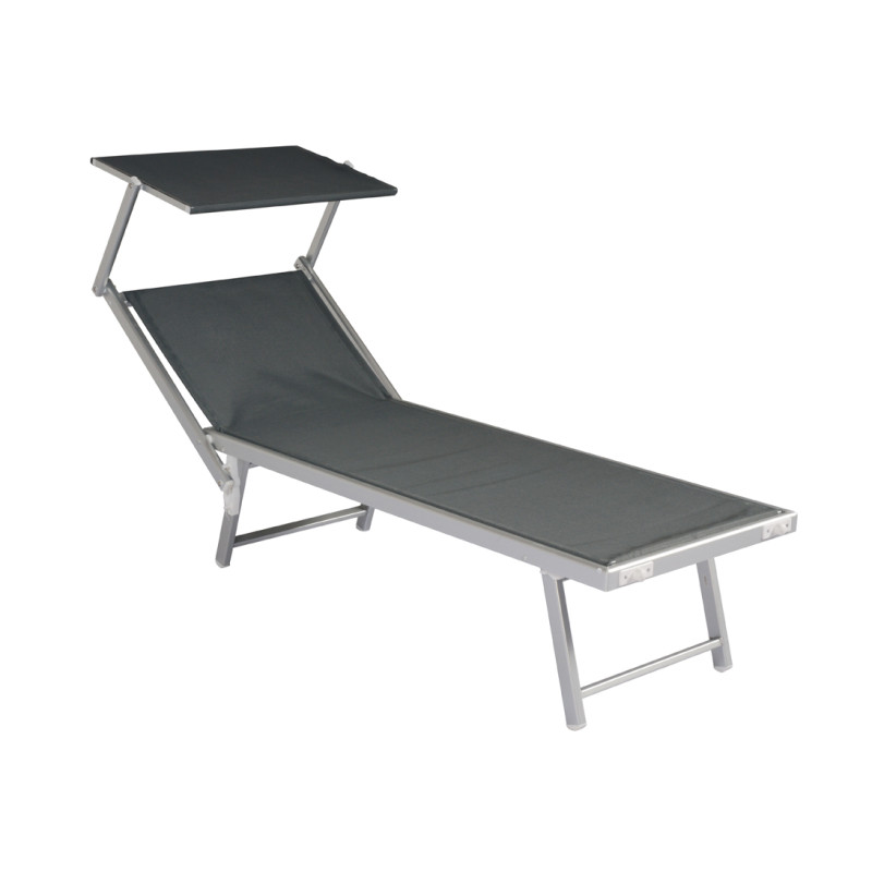 Set 2 lettini mare in alluminio con tettuccio grigio resistenti