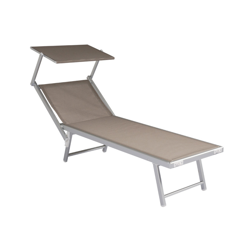Set due lettini mare Moia tortora con tettuccio – Alluminio resistente