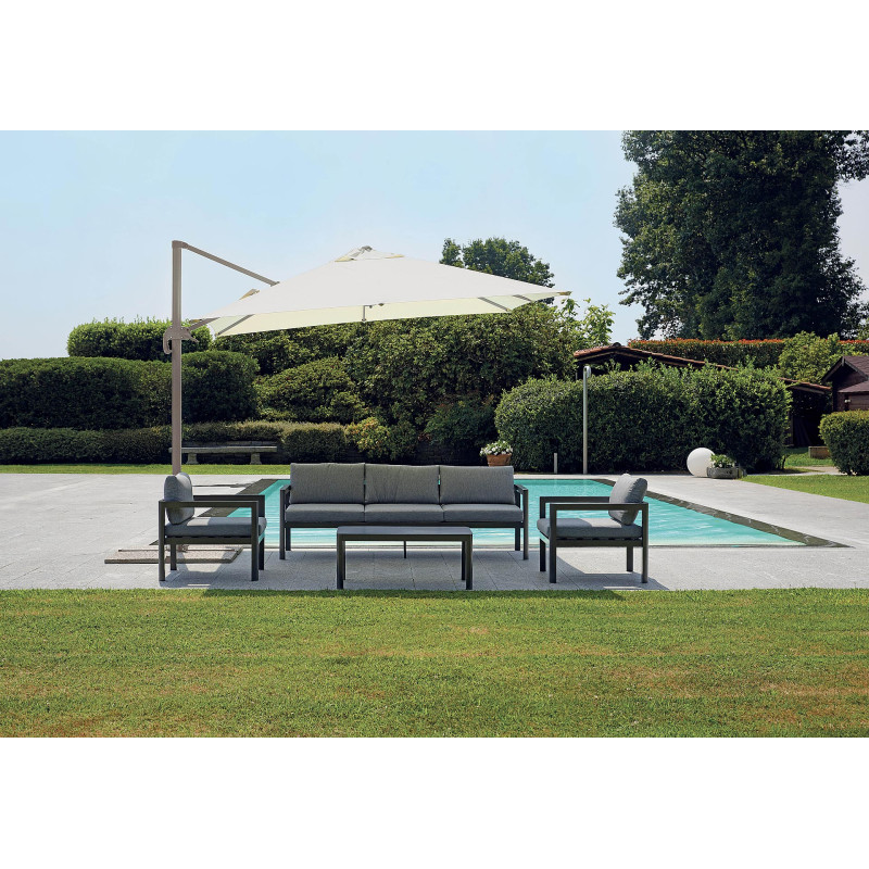 Ombrellone California Moia 3x3mt tortora alluminio laterale