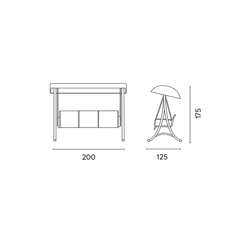 Dondolo Moia 3 posti da giardino esterno resistente e comodo